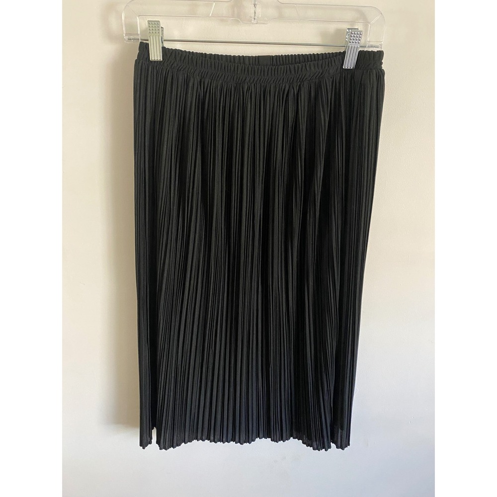 Vintage Black Pleated Midi Skirt Size 10